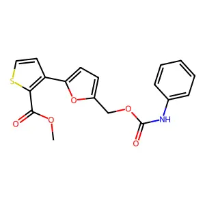 Methyl 3-(5-{[(anilinocarbonyl)oxy]methyl}-2-furyl)-2-thiophenecarboxylate structure