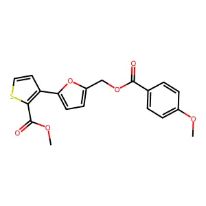 Methyl 3-(5-{[(4-methoxybenzoyl)oxy]methyl}-2-furyl)-2-thiophenecarboxylate structure