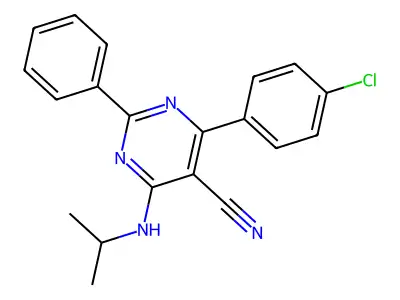 4-(4-Chlorophenyl)-6-((1-methylethyl)amino)-2-phenyl-5-pyrimidinecarbonitrile structure