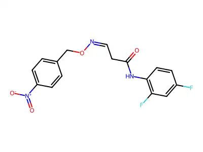 N-(2,4-difluorophenyl)-3-[(4-nitrophenyl)methoxyimino]propanamide structure