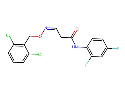 3-[(2,6-dichlorophenyl)methoxyimino]-N-(2,4-difluorophenyl)propanamide structure