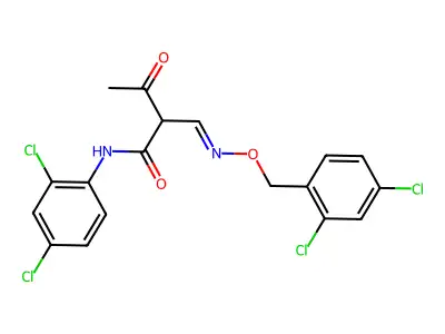 2-({[(2,4-dichlorobenzyl)oxy]imino}methyl)-N-(2,4-dichlorophenyl)-3-oxobutanamide structure