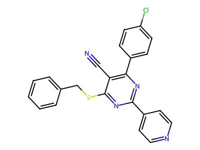 4-(Benzylsulfanyl)-6-(4-chlorophenyl)-2-(4-pyridinyl)-5-pyrimidinecarbonitrile structure