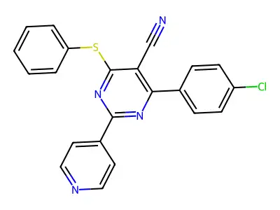 4-(4-Chlorophenyl)-6-(phenylsulfanyl)-2-(4-pyridinyl)-5-pyrimidinecarbonitrile structure