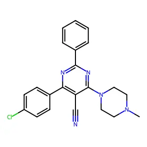 4-(4-Chlorophenyl)-6-(4-methylpiperazino)-2-phenyl-5-pyrimidinecarbonitrile structure