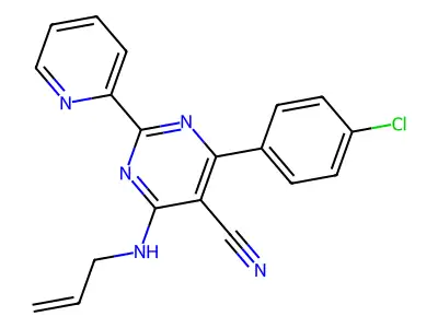4-(allylamino)-6-(4-chlorophenyl)-2-(2-pyridinyl)-5-pyrimidinecarbonitrile structure