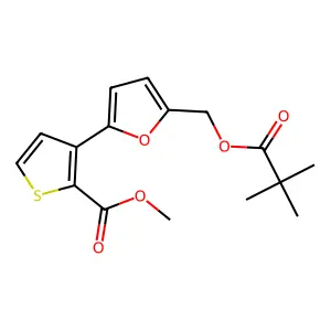 Methyl 3-(5-{[(2,2-dimethylpropanoyl)oxy]methyl}-2-furyl)-2-thiophenecarboxylate structure