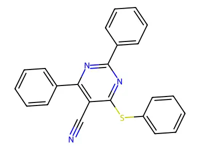 2,4-Diphenyl-6-(phenylsulfanyl)-5-pyrimidinecarbonitrile structure