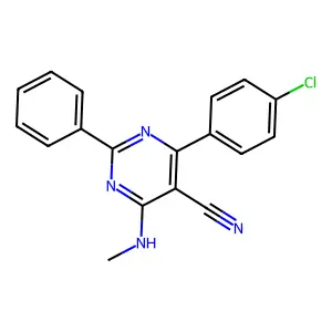 4-(4-Chlorophenyl)-6-(methylamino)-2-phenyl-5-pyrimidinecarbonitrile structure