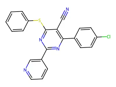 4-(4-Chlorophenyl)-6-(phenylthio)-2-(3-pyridinyl)-5-pyrimidinecarbonitrile structure