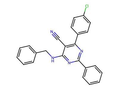 4-(Benzylamino)-6-(4-chlorophenyl)-2-phenyl-5-pyrimidinecarbonitrile structure