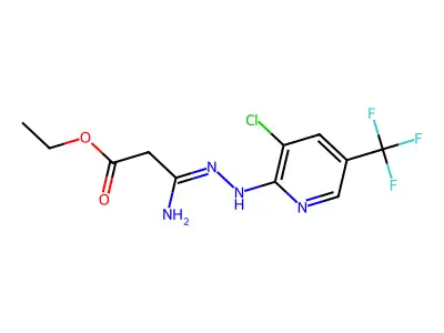 Ethyl 2-[N'-[[3-chloro-5-(trifluoromethyl)pyridin-2-yl]amino]carbamimidoyl]acetate structure