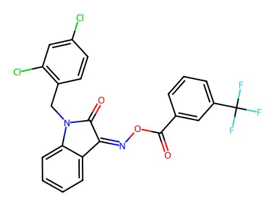[[1-[(2,4-dichlorophenyl)methyl]-2-oxoindol-3-ylidene]amino] 3-(trifluoromethyl)benzoate structure