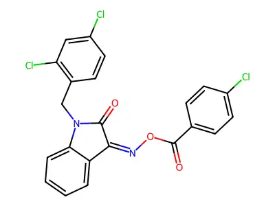 [[1-[(2,4-dichlorophenyl)methyl]-2-oxo-indol-3-ylidene]amino] 4-chlorobenzoate structure