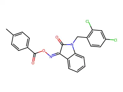 [[1-[(2,4-dichlorophenyl)methyl]-2-oxoindol-3-ylidene]amino] 4-methylbenzoate structure