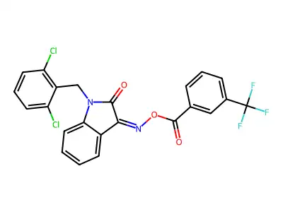 [[1-[(2,6-dichlorophenyl)methyl]-2-oxo-indol-3-ylidene]amino] 3-(trifluoromethyl)benzoate structure