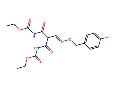 Diethyl [2-({[(4-chlorophenyl)methoxy]imino}methyl)-1,3-dioxopropane-1,3-diyl]biscarbamate structure