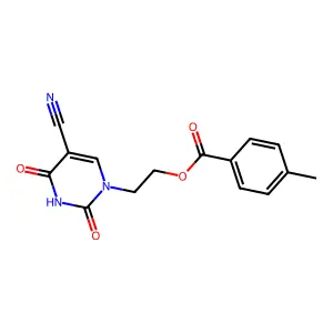 2-[5-cyano-2,4-dioxo-3,4-dihydro-1(2H)-pyrimidinyl]ethyl 4-methylbenzenecarboxylate structure