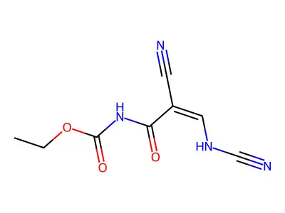 Ethyl [2-cyano-3-(cyanoamino)prop-2-enoyl]carbamate structure