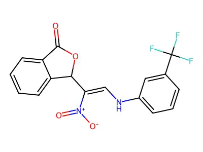 3-[1-nitro-2-[3-(trifluoromethyl)anilino]ethenyl]-3H-2-benzofuran-1-one structure