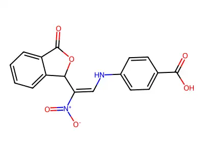 4-[[2-(1,3-Dihydro-3-oxo-1-isobenzofuranyl)-2-nitroethenyl]amino]benzoic acid structure