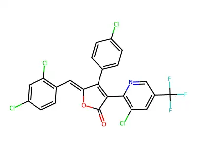 3-[3-chloro-5-(trifluoromethyl)pyridin-2-yl]-4-(4-chlorophenyl)-5-[(2,4-dichlorophenyl)methylidene]furan-2-one structure