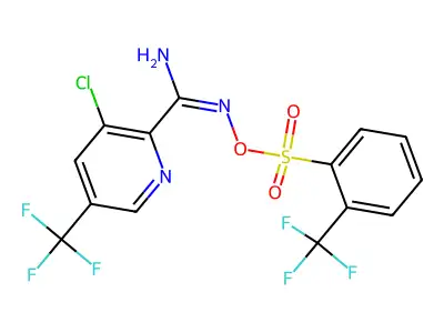 [[amino-[3-chloro-5-(trifluoromethyl)pyridin-2-yl]methylidene]amino] 2-(trifluoromethyl)benzenesulfonate structure