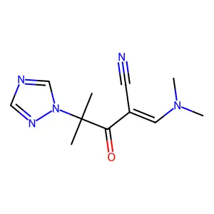 2-(Dimethylaminomethylidene)-4-methyl-3-oxo-4-(1,2,4-triazol-1-yl)pentanenitrile structure