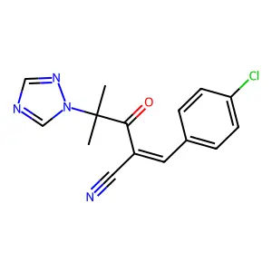 2-[(4-chlorophenyl)methylidene]-4-methyl-3-oxo-4-(1,2,4-triazol-1-yl)pentanenitrile structure