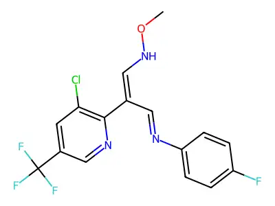 2-[3-chloro-5-(trifluoromethyl)-2-pyridinyl]-3-(4-fluoroanilino)acrylaldehyde O-methyloxime structure