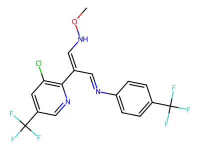2-[3-chloro-5-(trifluoromethyl)-2-pyridinyl]-3-[4-(trifluoromethyl)anilino]acrylaldehyde O-methyloxime structure