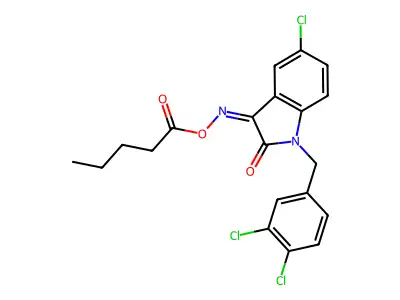 [[5-Chloro-1-[(3,4-dichlorophenyl)methyl]-2-oxoindol-3-ylidene]amino] pentanoate structure