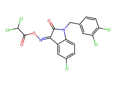 [[5-chloro-1-[(3,4-dichlorophenyl)methyl]-2-oxoindol-3-ylidene]amino] 2,2-dichloroacetate structure