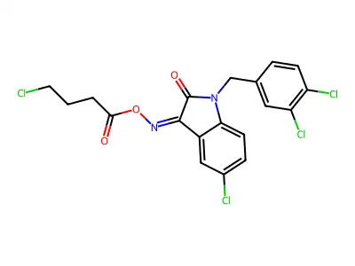 [[5-chloro-1-[(3,4-dichlorophenyl)methyl]-2-oxoindol-3-ylidene]amino] 4-chlorobutanoate structure