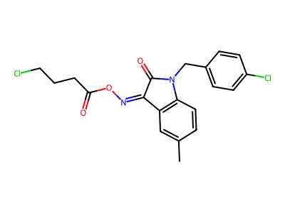 [[1-[(4-chlorophenyl)methyl]-5-methyl-2-oxoindol-3-ylidene]amino] 4-chlorobutanoate structure
