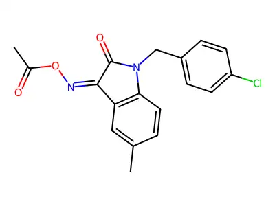 [[1-[(4-Chlorophenyl)methyl]-5-methyl-2-oxoindol-3-ylidene]amino] acetate structure