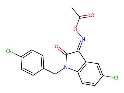 [[5-Chloro-1-[(4-chlorophenyl)methyl]-2-oxoindol-3-ylidene]amino] acetate structure