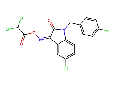 [[5-chloro-1-[(4-chlorophenyl)methyl]-2-oxoindol-3-ylidene]amino] 2,2-dichloroacetate structure