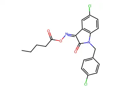 [[5-Chloro-1-[(4-chlorophenyl)methyl]-2-oxoindol-3-ylidene]amino] pentanoate structure