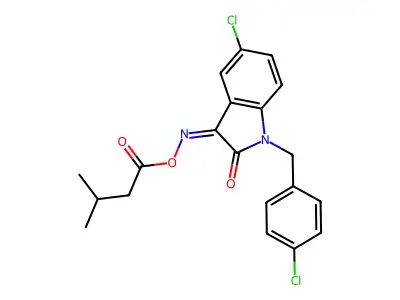 [[5-chloro-1-[(4-chlorophenyl)methyl]-2-oxoindol-3-ylidene]amino] 3-methylbutanoate structure
