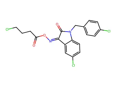 [[5-chloro-1-[(4-chlorophenyl)methyl]-2-oxo-indol-3-ylidene]amino] 4-chlorobutanoate structure