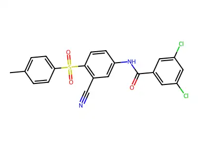 3,5-dichloro-N-{3-cyano-4-[(4-methylphenyl)sulfonyl]phenyl}benzenecarboxamide structure