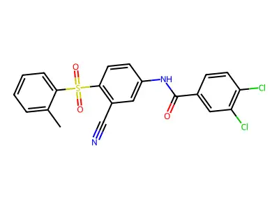 3,4-dichloro-N-{3-cyano-4-[(2-methylphenyl)sulfonyl]phenyl}benzenecarboxamide structure
