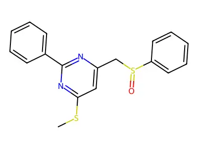 (6-(Methylsulfanyl)-2-phenyl-4-pyrimidinyl)methyl phenyl sulfoxide structure
