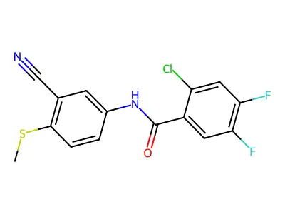 2-Chloro-N-(3-cyano-4-(methylsulfanyl)phenyl)-4,5-difluorobenzenecarboxamide structure