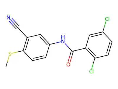 2,5-Dichloro-N-(3-cyano-4-(methylsulfanyl)phenyl)benzenecarboxamide structure
