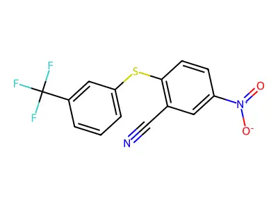 5-Nitro-2-{[3-(trifluoromethyl)phenyl]sulfanyl}benzenecarbonitrile structure