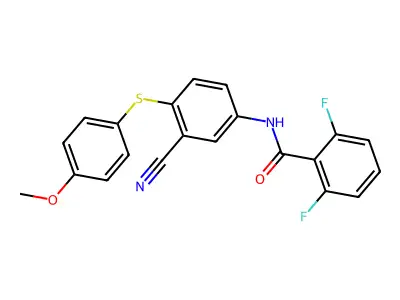 N-{3-cyano-4-[(4-methoxyphenyl)sulfanyl]phenyl}-2,6-difluorobenzenecarboxamide structure