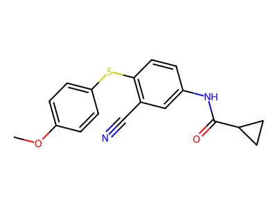 N-{3-cyano-4-[(4-methoxyphenyl)sulfanyl]phenyl}cyclopropanecarboxamide structure
