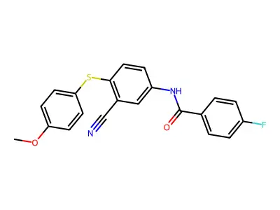 N-{3-cyano-4-[(4-methoxyphenyl)sulfanyl]phenyl}-4-fluorobenzenecarboxamide structure